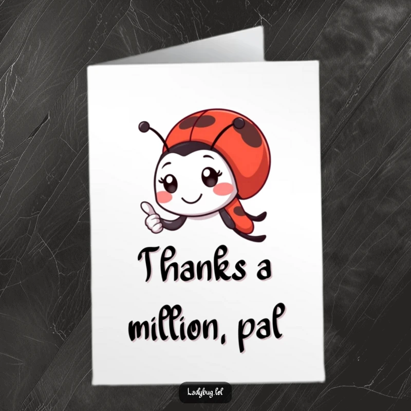 Funny Free Printable Ladybug Thank You Card: Smiling ladybug giving an enthusiastic thumbs-up, conveying heartfelt thanks with a positive attitude.