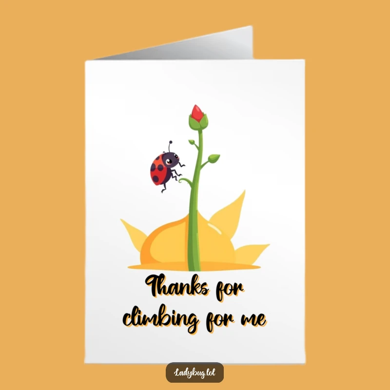 Free Printable Thank You Card: Determined Ladybug Climbing with Gratitude