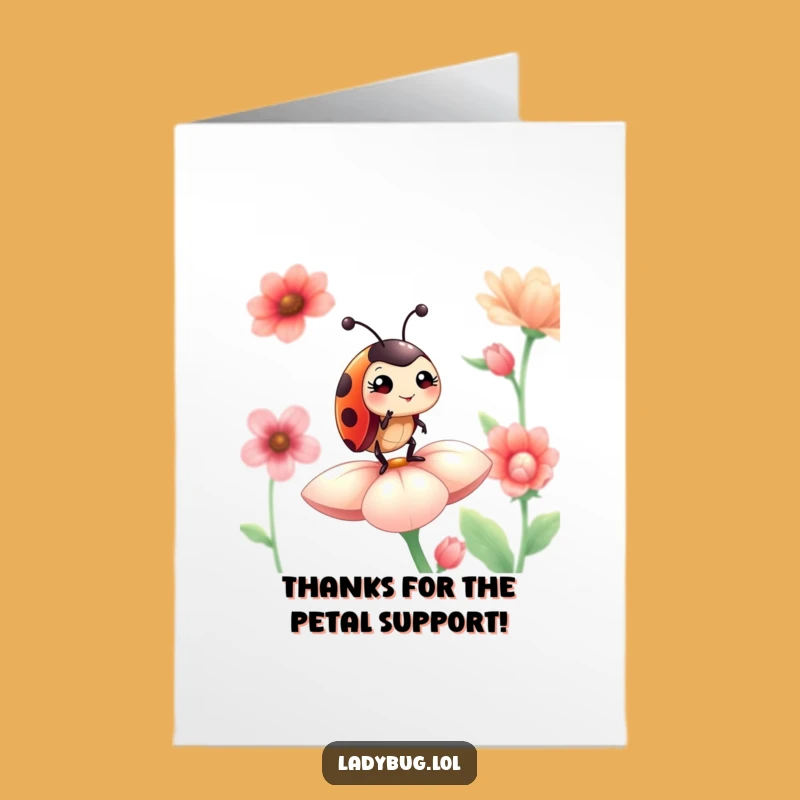 Free Printable Ladybug Thank You Card: Winking Flower Petal Downloadable Gift