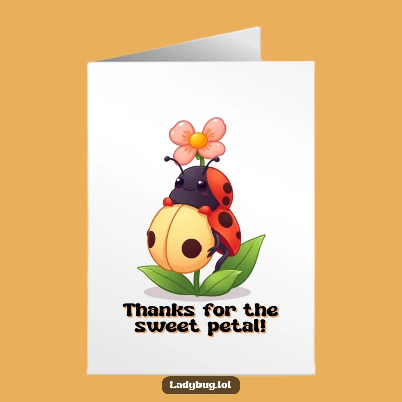 Free Printable Thank You Card: Ladybug Petal Balance, Humorous Appreciation