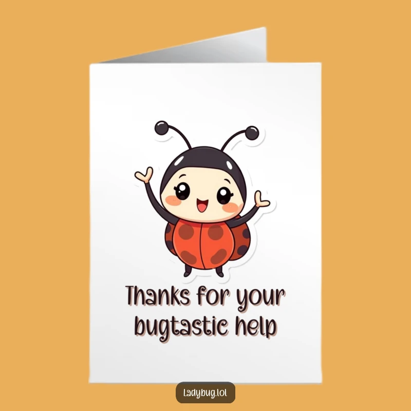 Free Printable Thank You Ladybug Card: Waving Thanks, Cute DIY Downloadable Gift