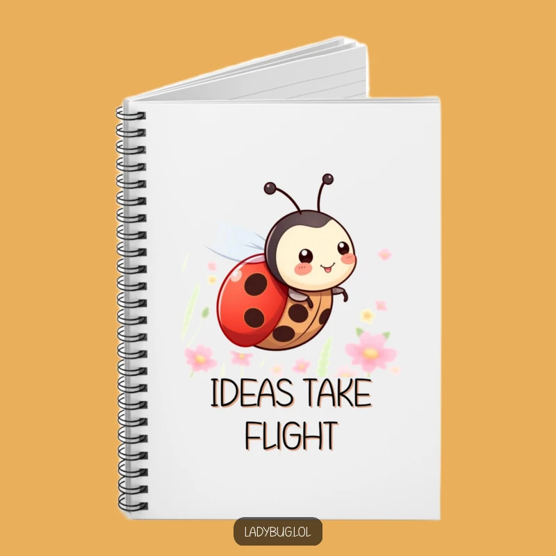 Funny Flying Ladybug Notebook - Happy Insect Character Journal for Ideas