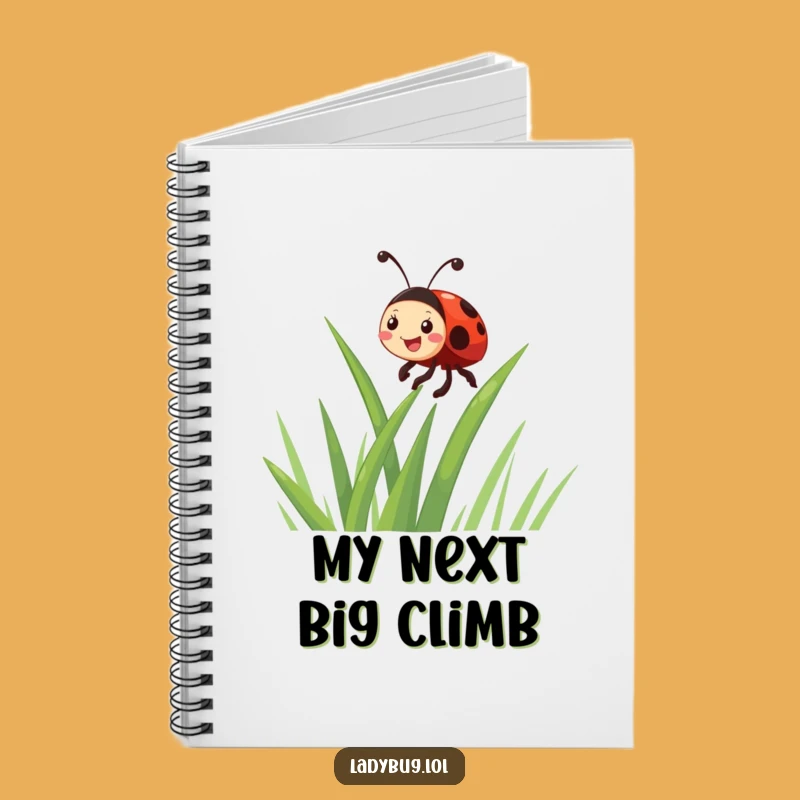 Funny Giggling Ladybug Climbing Grass Notebook - Jot Down Ideas with Humorous Style