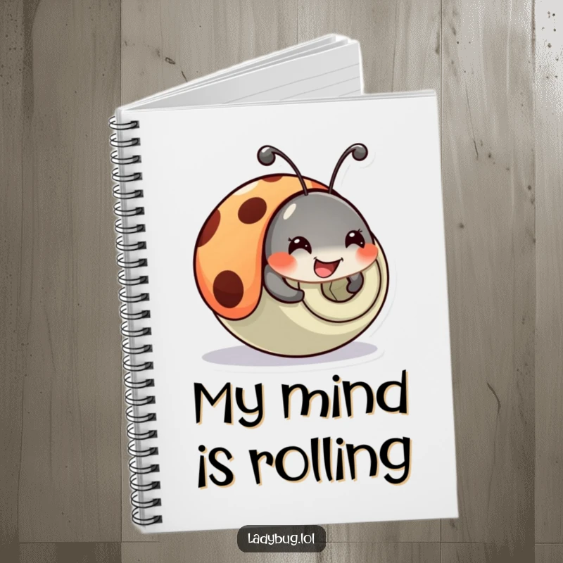 Funny Ladybug Notebook: A happy ladybug comically tumbles and rolls, ready to jot down funny observations.