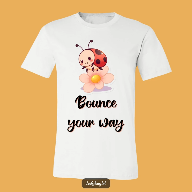 Funny Ladybug Bounce T-Shirt: Playful Petal Joy, Comfy Cotton Tee for Bug Fans