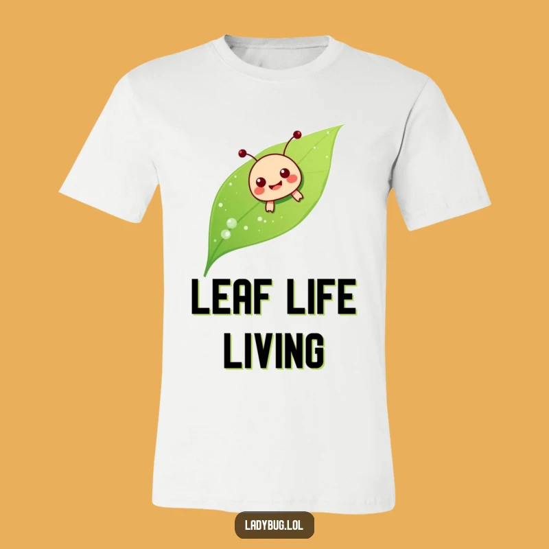 Funny Ladybug Sliding T-Shirt: Dewy Leaf Joyful Tee