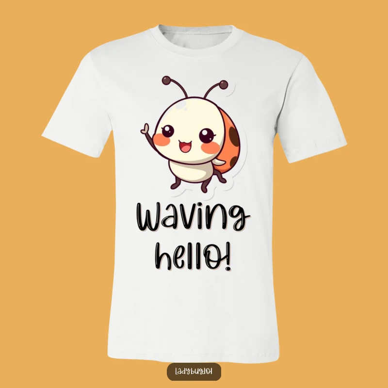 Funny Ladybug T-Shirt: Cheerful Antennae Wave Tee, Humorous Insect Gift