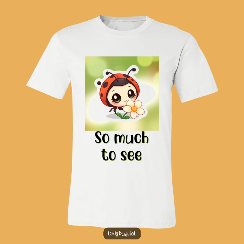 Funny Wide-Eyed Ladybug T-Shirt: Curious Insect Design, Perfect Funny Gift