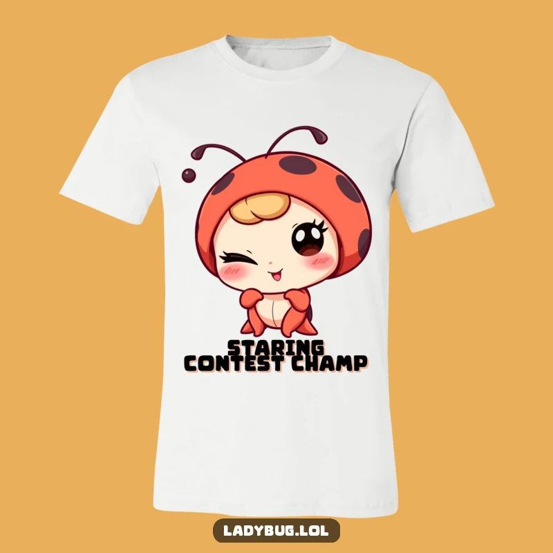 Funny Winking Ladybug Portrait T-Shirt - Comical Insect Apparel for a Stylish Wink