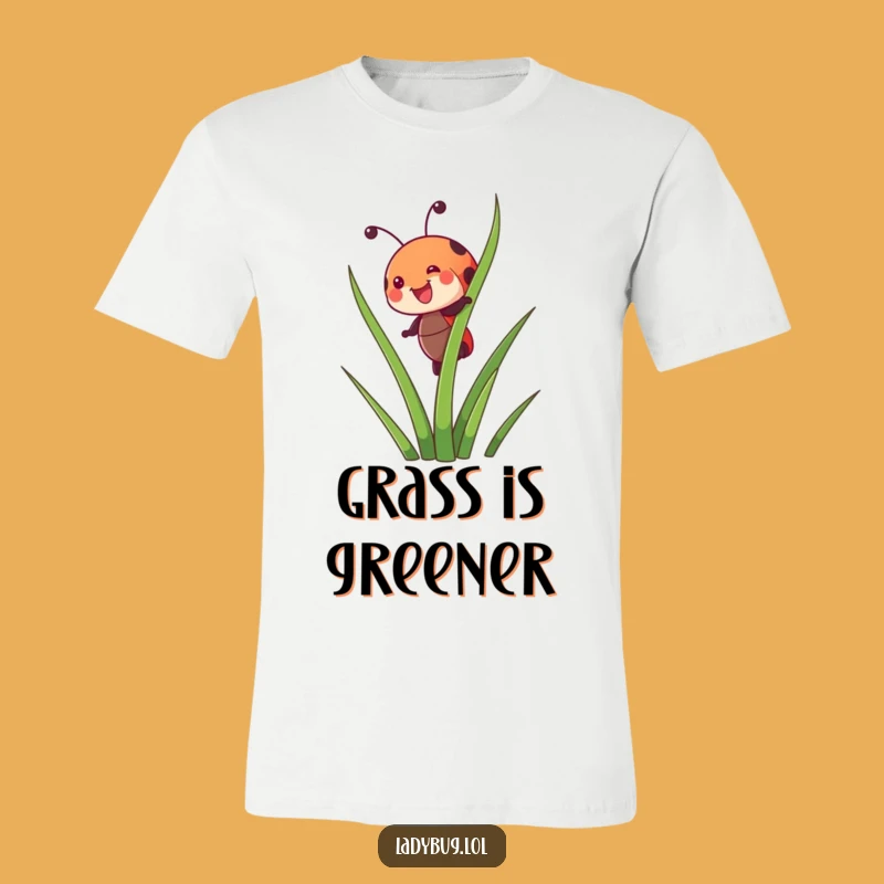Funny Ladybug Grass Adventure T-Shirt - Hilarious Insect Graphic, Perfect Humorous Gift