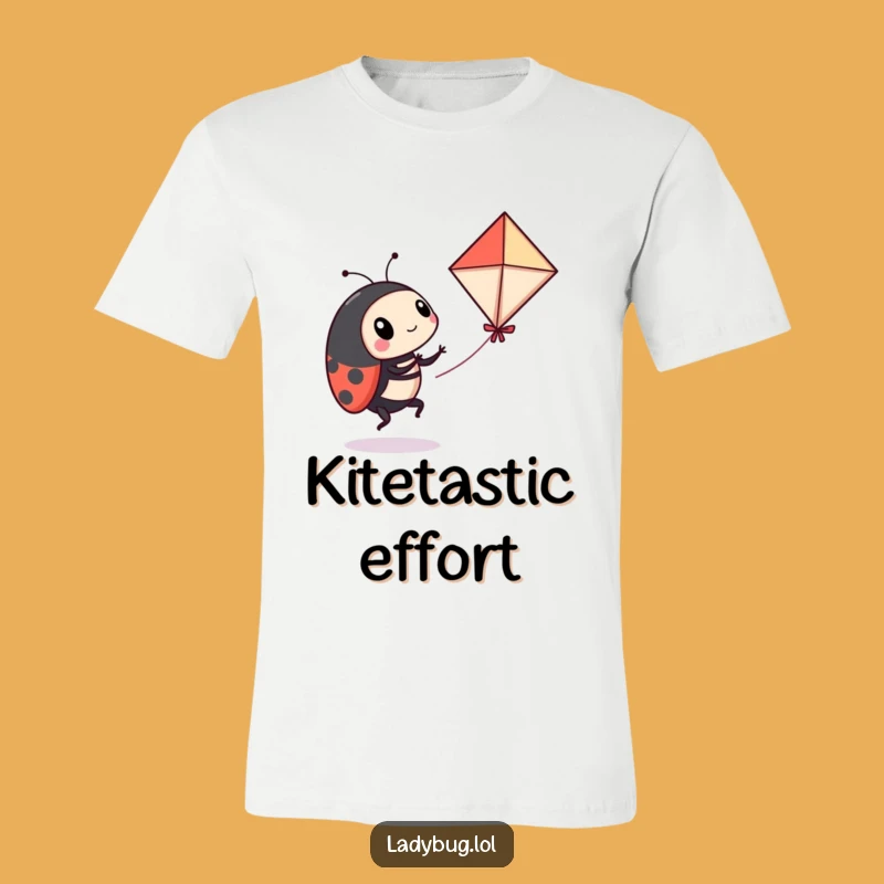 Funny Flying Ladybug Kite T-Shirt - Comical Insect Adventure Tee