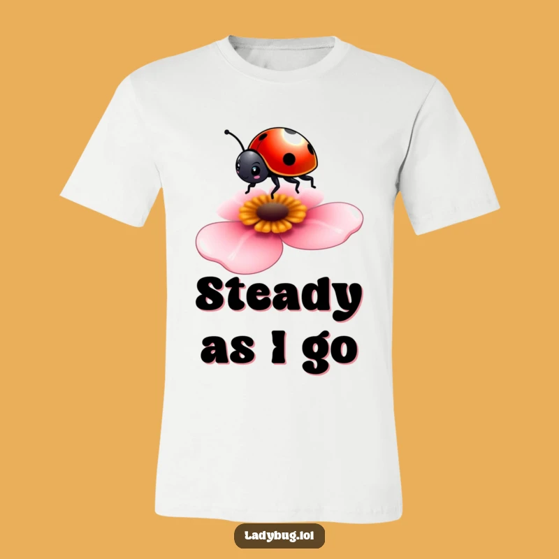 Funny Tiny Ladybug T-Shirt - Petal Balance, Humorous Bug Tee