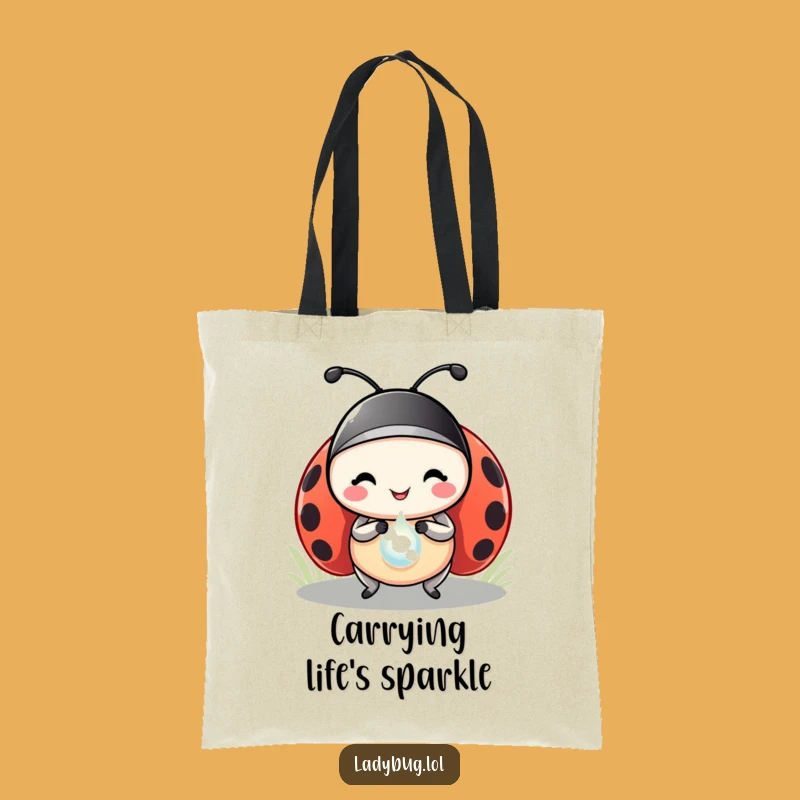 Funny Ladybug Dewdrop Prize Tote: Charming Humorous Insect Bag Gift