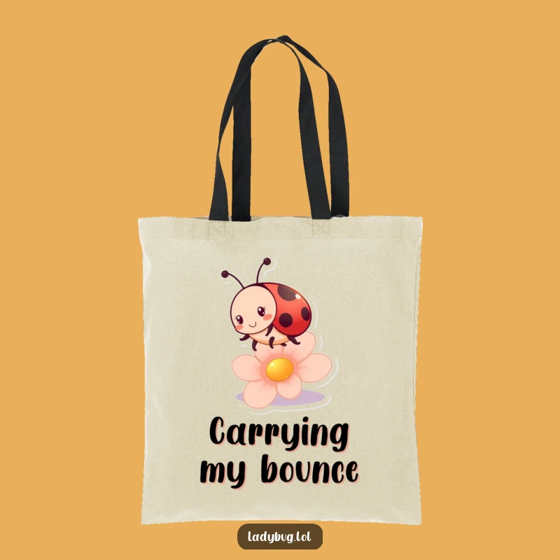 Funny Ladybug Bounce Tote Bag: Playful Petal Carry-All, Eco-Friendly Fun Gift