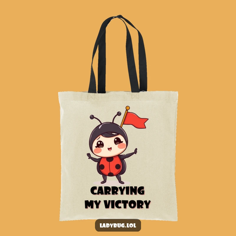 Funny Triumphant Ladybug Tote Bag - Carry Your Victories Hilariously