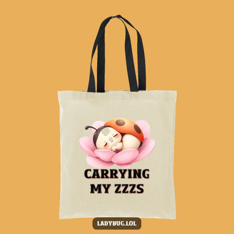 Funny Sleepy Ladybug Tote Bag: Peaceful Carryall, Ideal Funny Gift