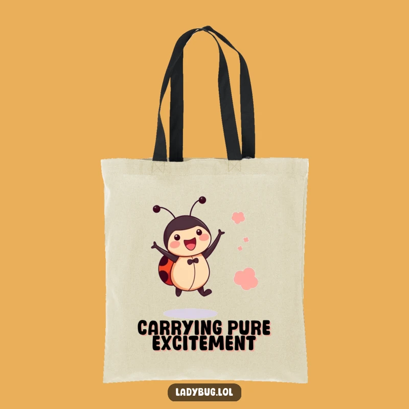 Funny Jumping Ladybug Tote Bag: Carry Your Joyful Leap Gift