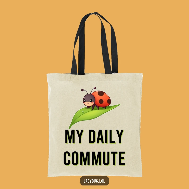 Funny Cheerful Ladybug Tote Bag: Carry Your Joy Down the Leaf