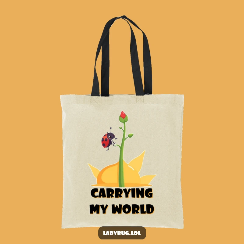 Funny Determined Ladybug Tote Bag: Abstract Carry, Persistent Style