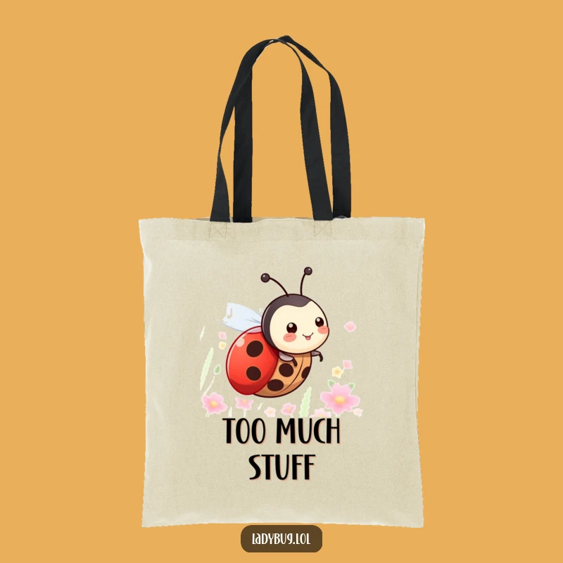 Funny Flying Ladybug Tote Bag - Durable, Happy Insect Character Carry-All