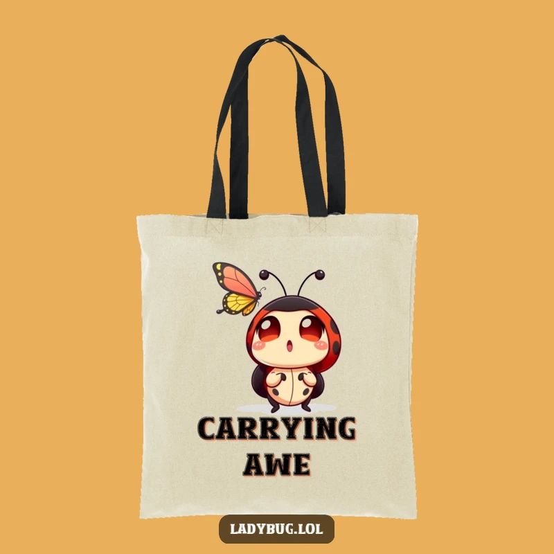 Funny Ladybug Butterfly Tote Bag: Wide-Eyed Wonder, Ideal Funny Gift!
