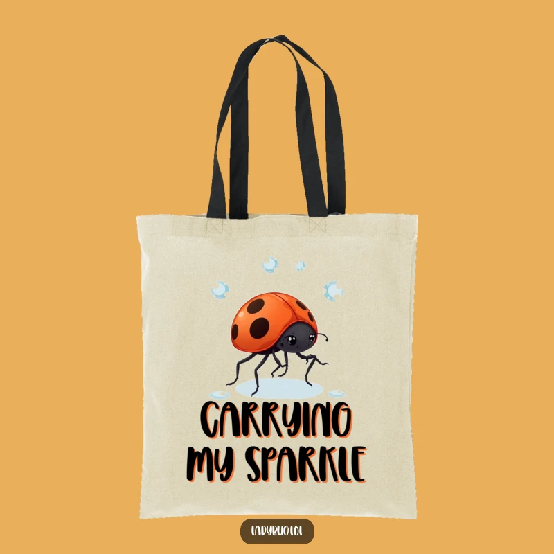 Funny Ladybug Dewdrop Tote Bag: Comical Juggling Act, Perfect Gift for Bug Lovers