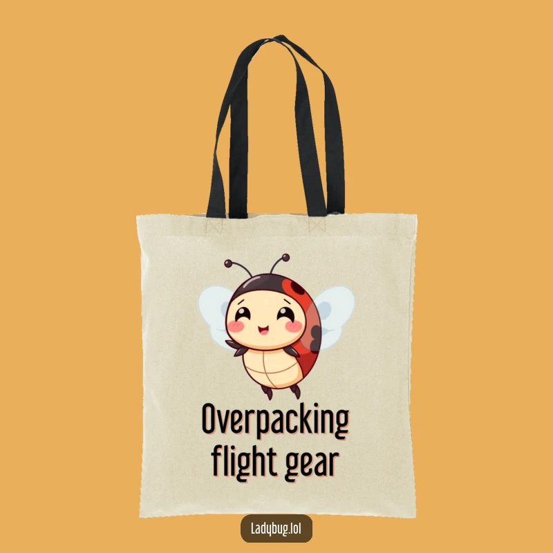 Funny Ladybug Extra Wings Tote Bag: Comical Flight Companion