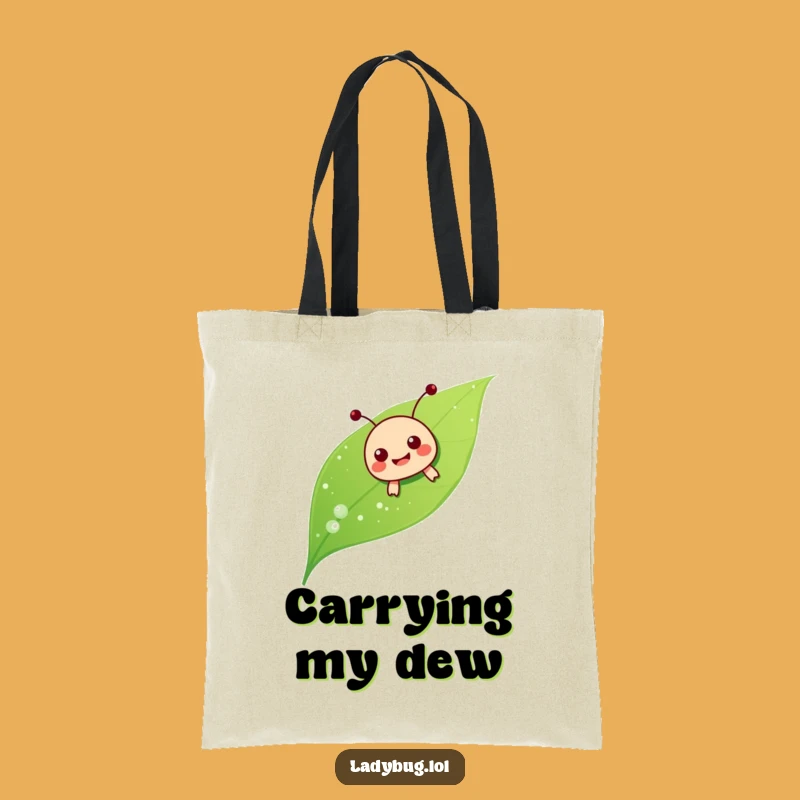 Funny Ladybug Sliding Tote Bag: Dewy Leaf Adventure Carry-All