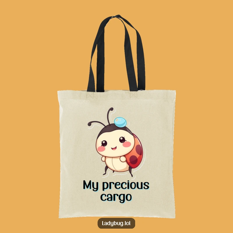 Funny Ladybug Tote Bag: Dewdrop Carrier, Stylish & Humorous Gift