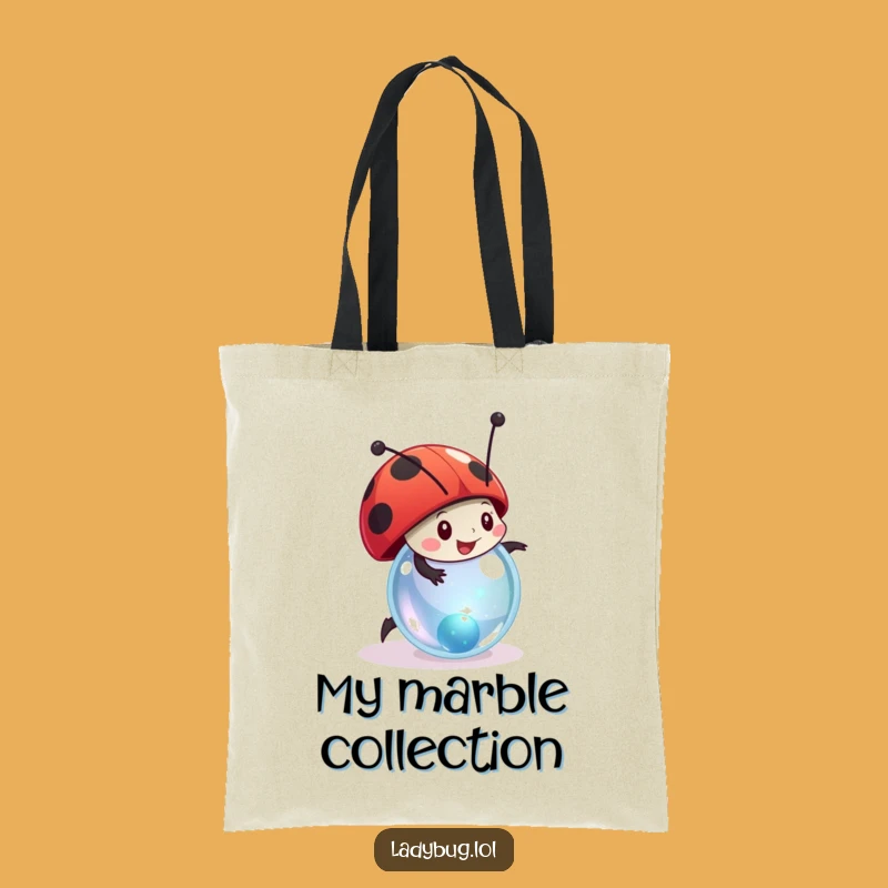 Funny Ladybug Tote Bag: Rolling Marble Design, Stylish & Humorous Gift