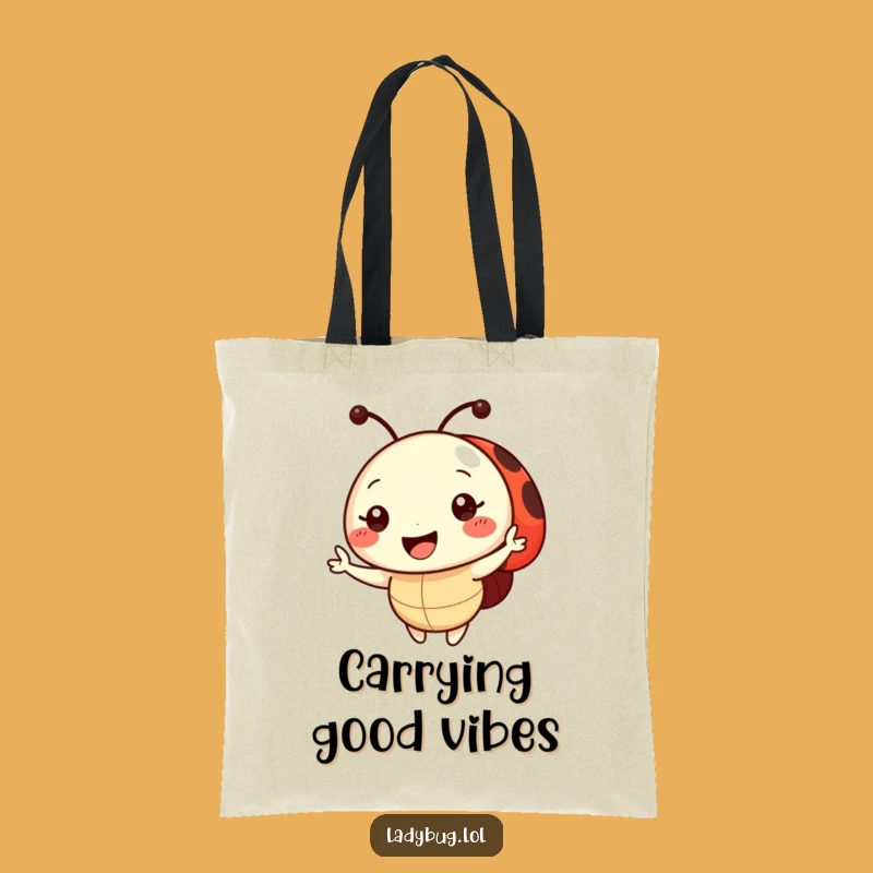 Funny Ladybug Wave Tote Bag: Carry Your Essentials with a Smiling Character, Your Funny Gift