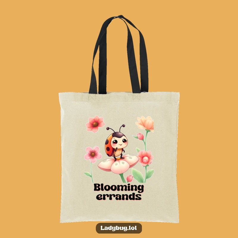 Funny Winking Ladybug Flower Tote: Chic Humorous Insect Bag Gift