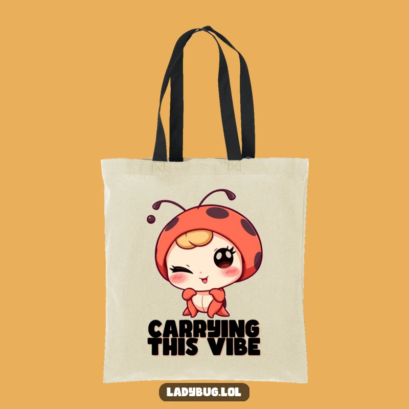 Funny Winking Ladybug Portrait Tote Bag - Chic & Humorous Insect Carry-All